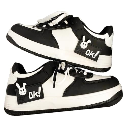 Loizziuy Cute Bunny Skateboard Shoes Inspired Casual Sneakers Retro for Women Girl for Summer Travel & Everyday Wear Gift (US 8.5,Black,8.5)