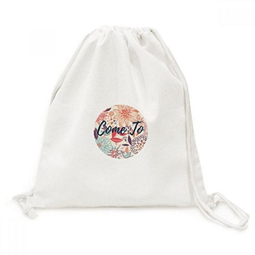 Toile sac à dos cordon voyage motif fleur de lotus peinture
