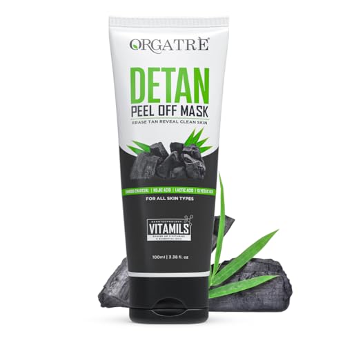 Image of Orgatre Detan Peel Off Face Mask For Glowing Skin | Removes Tan and Minimize Pores | Active Cooling Effect | Enriched with Kojic Acid, Lactic Acid, Glycolic Acid & Bamboo Charcoal (100ml)
