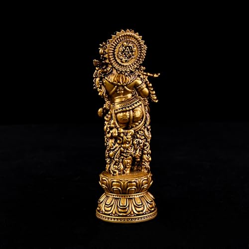 Image of Artarium Handcrafted Standing Krishna Ji Lord Krishan Idol Resin Made Laddu Gopal Murti Kanha Ji Murti for Car Dashboard Home Decor Decorative Showpiece Pooja Room Temple (Antique Krishna 4 Inch)