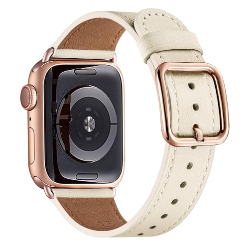 MNBVCXZ Leather Bands Compatible with Apple Watch Band Women, Womens Genuine Replacement Strap for...
