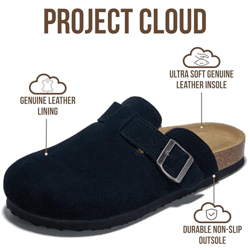 Image of Project Cloud 100% Genuine Leather Footbed Clogs for Women - Memory Foam Arch Support Slippers for Women - Trendy Slip-ons Women's Mules & Clogs Sandals