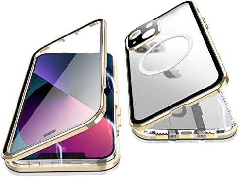 Jonwelsy - Funda para iPhone 13, protección de doble cara de 360 grados, compatible con Magsafe de absorción magnética, parachoques de metal frontal