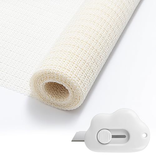 70 x 140 cm Alfombrilla Antideslizante, PVC Antideslizante Alfombra, General bajo Adecuado para Coches y cajones de Cocina, Alfombra de parquet - Blanco Roto