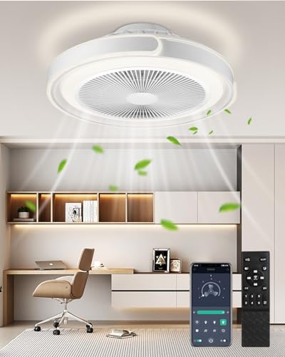 Ventilador de techo con luz,lámpara de techo con ventilador y control remoto,3 temperaturas de color y 6 velocidades,lámpara de techo LED con ventilador,silencioso para sala de estar y dormitorio