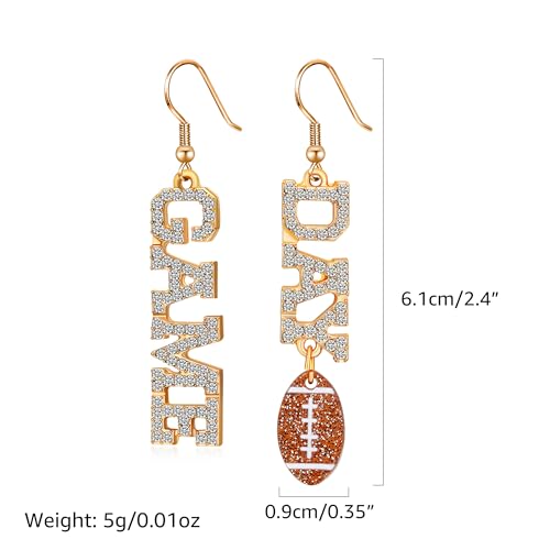MISS RIGHT Football Earrings for Women, Pave Rhinestones Football Mom Trio Dangle Earrings, Sports Lover Touchdown Drop Earrings, Football Team Gifts for Women Jewelry3