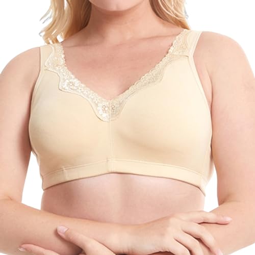 BILIKEYU Sujetador de mujer con pechos grandes sin aros de encaje para yoga, sujetador deportivo con cobertura completa, cómodo y transpirable, sujetador de algodón para uso diario, ropa interior de