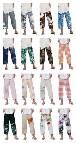 MARSVOVO Lightweight Pants for Summer Women High Waisted Loose with Pocket Wrap Cropped Tulip Women Pants Dressy Casual4