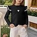 Tshirts for Girls,Girls Cute Ruffle Shoulder Heart Printed Shirts Long Sleeve Crewneck Pullover Tops Fashion Plain Tees 1-10 Years