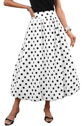 ELLEVEN Womens Bubble Maxi Long Skirt with Pockets Flowy Puffy