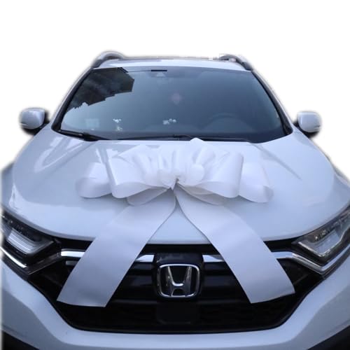 Chexin Laço grande branco gigante para carro, casamento, feliz aniversário, laço de presente, tamanho XXL, 76 cm/30 polegadas, laço de carro gigante branco, malha grande, arco de carro para bicicleta