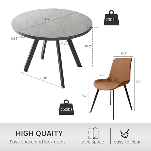 Round-Dining-Table-Set-Mid-Century-Modern-Small-Round-Dining-Table-Set-Saving-Space-Table-4-Brown-Chairs