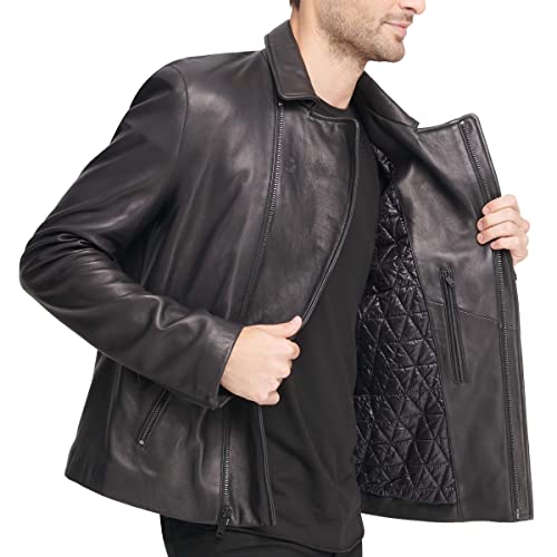 DKNY Men's Leather Motorcycle Jacket3
