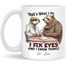 Awesome Optometrist Coffee Mug, Customized Optician Ceramic Cup With Name, Appreciation Cup Gift For Eye Doctor, Funny Animal Decorative Mug, Personalized Optometrist White Mug 11oz