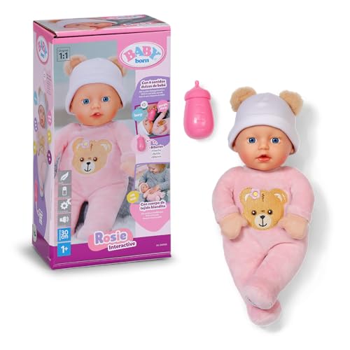 BABY born Rosie 30cm, weiche Babypuppe mit 6 Sounds & Fläschchen