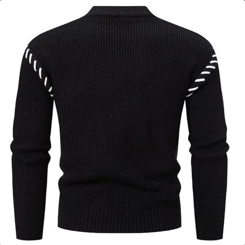 Mens Crew Neck Sweater Half High Collar Sweater Long Sleeve Pullover Sweaters Color Block Sweater Casual Pullovers3