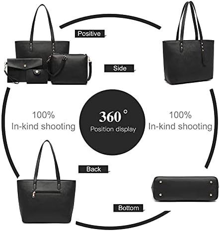 Miss Lulu Handbags for Women Tote Bag Handbags and Shoulder Bags for Women Purse for Women Wristlet Bag Synthetic Leather Bag 4 Piece Set