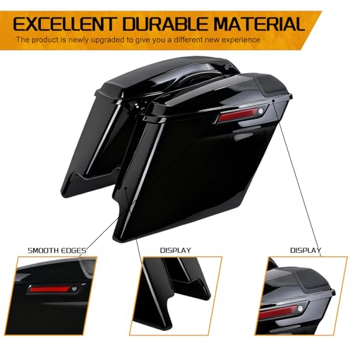 Alforjas duras extendidas con tapa para parlantes de 5" para Harley Touring Street Glide Road King Electra Glide CVO Ultra-Classic 2014-2023 con pestillos negros miniatura 7