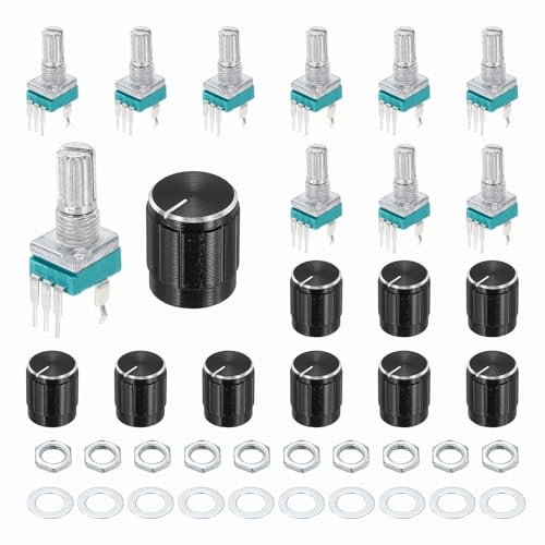 Potentiomètre RK097N B20K haut de gamme bouton métal noir 15 x 17 mm