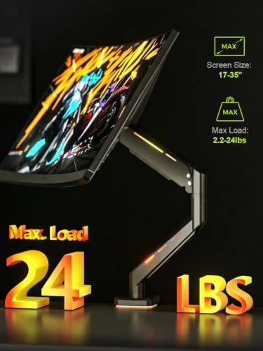 Image of Suptek Single RGB Monitor Mount for 17-34-35'' Screen up to 24lbs, Gas Spring Monitor Arm, Full Motion Adjustable Desk Stand, Black, MDXDJ