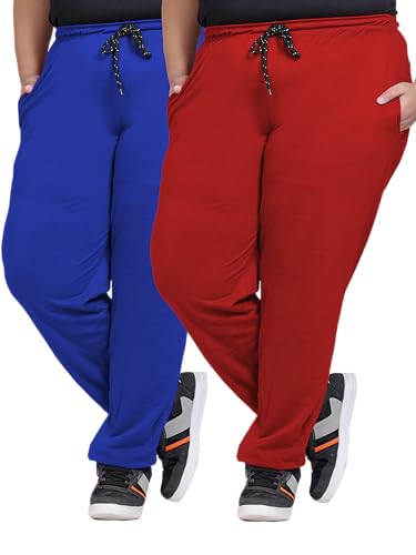 Image of Elite soul Womens Regular Fit Cotton Track Pants | Casual & Sports Trousers | Plus Size Bottoms for Lounge, Gym & Night Wear | Sizes XL, 2XL, 3XL, 4XL, 5XL