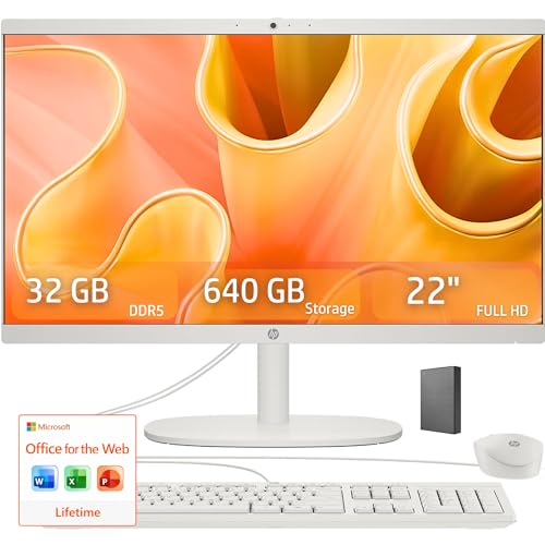 Image of HP 22 inch FHD All-in-One Desktop Computer • 32GB DDR5 RAM • 512GB External and 128GB UFS Storage | New Version for Efficency • 13th Gen Intel Quad-Core • Office 365 for The Web Winodws 11 Home
