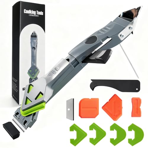 7 in 1 Upgraded Silicone Caulking Tool Kit; Multifunctional Caulk Removal Tools Set,Professional Caulk Scraper Tool for Sealant,Grout and Silicone Smoothing,Silicone Remover for Home Renovation