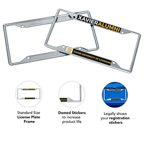 Xavier University License Plate Frame - Gold Metal Alumni Car Tag Holder