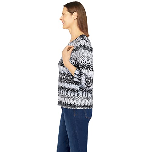 Alfred Dunner Women's Biadere Print Sweater Size Xl Grey #TOP4