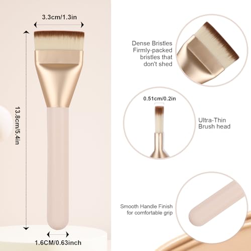 ACMEBEAUTY Flat Foundation Brush for Liquid Makeup, Professional Makeup Spatula Brush, Soft Synthetic Bristles for Seamless Liquid, Cream, Concealer & Primer Application, Streak-Free Face Makeup Brush(Beige)