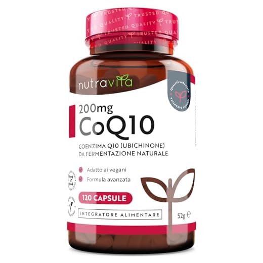 Coenzima Q10 200 mg - Ubichinone Puro al 100% - 120 Capsule Vegane di CoQ10 ad Alto Dosaggio - Fornitura di 4 Mesi - Ubichinone Fermentato Naturalmente - Prodotto nel Regno Unito da Nutravita