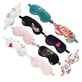 UTHCLO 10 Stück Schlaf Augenklappe aus Imitationsseide mit Elastischen Bändern Lichtblockierend für Zuhause und Zugreisen Weiche und Bequeme Augenbinde zum Schlafen Zufällige Farbe