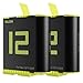 TELESIN° Batteries for GoPro 12 11 10 9 Charger Accessories, 2-Pack Relacement Battery Rechargable Large Capacity Long Lasting for Go Pro Hero 12 11 10 9 Black Original Camera Accessory
