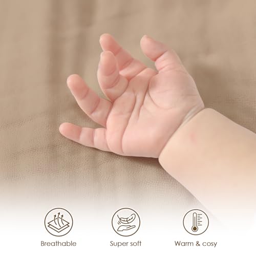 Image of Baby Blankets for Boys Girls, Soft Nursery Minky Blankets with Muslin and Dotted Fleece Back 30x40 inches, Receiving Bed Quilt for Newborn, Infants, Toddlers (Brown)