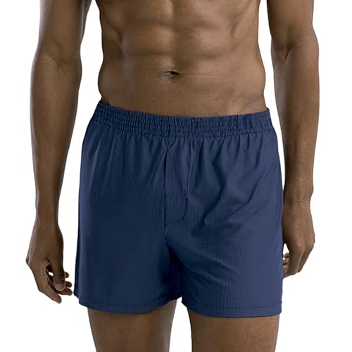MASH Samba Canção Cueca Masculina Risca de Giz Microfibra de Poliamida Cós Elástico, Azul, G