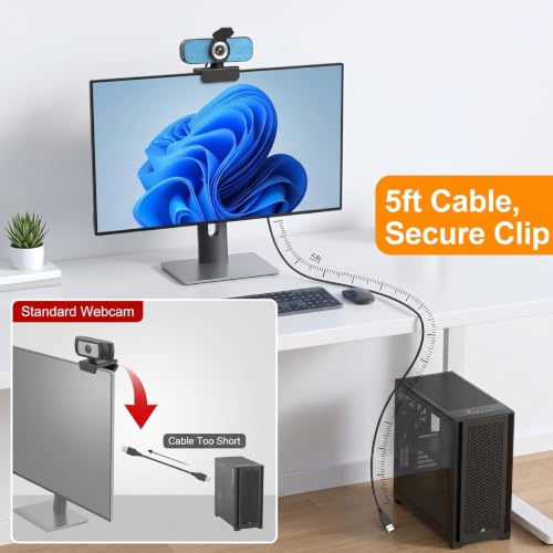 Image of 1080P Webcam for PC - Complete Your Setup, Built for Every Need | Plug and Play in Seconds, Crystal Clear Video, Noise-Canceling Mic, Works on Any Platform, Privacy Cover, Clip & 5ft Cable
