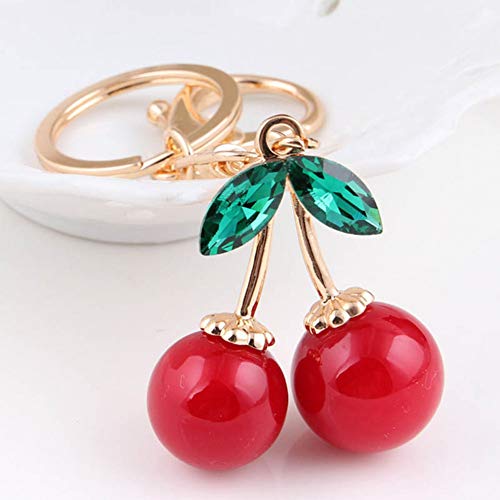 Preisvergleich Produktbild N / A Rote Kirsche Schlüsselbund Kristallfrucht Schlüsselring für Frauen Frauentasche Anhänger Zubehör Schlüsselhalter Schmuck Geschenke