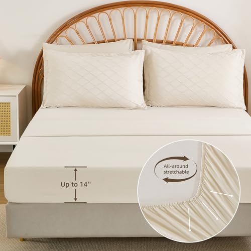 Edredón beige matrimonial jacquard de 7 piezas Yiran para cama completa 7