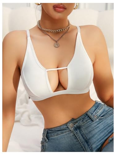 Image of SOLY HUX Bras for Women PU Leather Bra Contrast Mesh Comfort Bralette