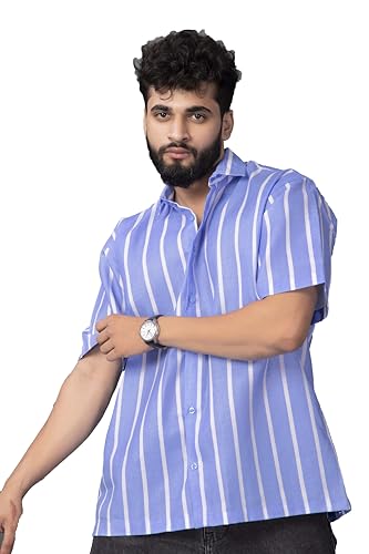 Image of Half Sleeve Relaxed Fit Men's Casual Shirt | Cotton Blend Oversized Shirts for Men Loose fit | Oversized Printed Shirts for Men | Men's Half Sleeve Relaxed Fit Shirt Fashion