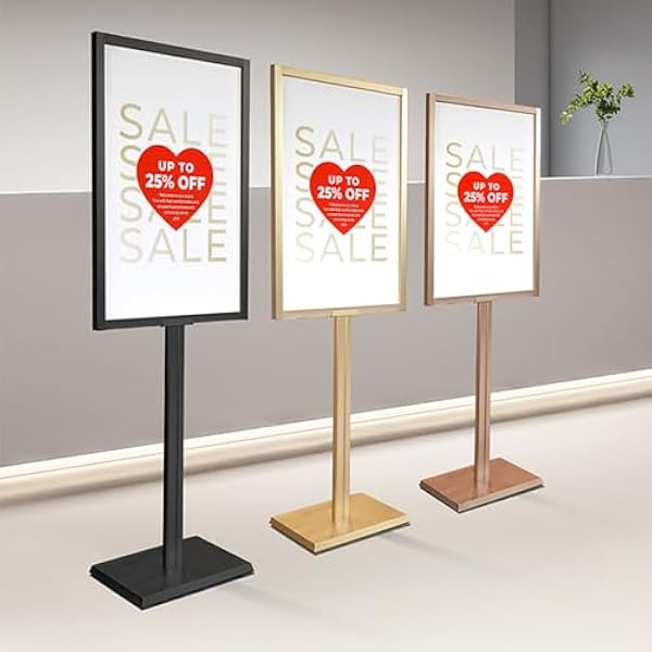 Posterstandaard Vloerstaande bordhouder Aluminium bordstandaard met robuuste basis, Display Notice Menu Stand voor weergave van bruiloft/zakelijke activiteiten C