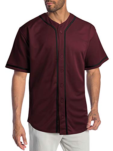 Hat and Beyond Mens Baseball Jersey Stripe Button...