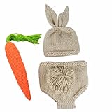 BxuanW Newborn Photography Props Easter Gift Bunny Chicken Outfits Handmade Crochet Knitted Baby Photoshoot Photo Girl Boy Costume (Short Pant Set)