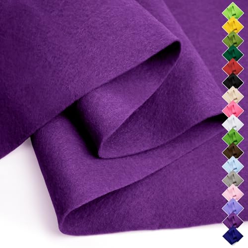 Soft Felt Fabric Sheet 18 X 36 1.6mm Thick Polyester Craft Felt by The Yard Large Precut Felt Nonwoven Fabric for Sewing DIY Crafts Classroom & Home Decor (Purple)
