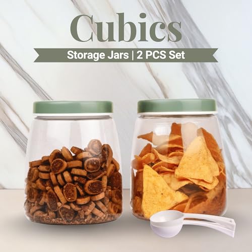 Image of FLAIR Cubics Stackable Container Set (Green, Set of 2 (1500ml each))