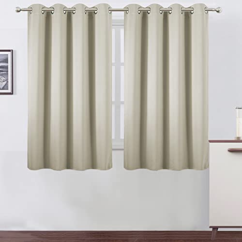 Image of LEMOMO Light Beige Thermal Blackout Curtains /52 x 54 Inch /Set of 2 Panels Room Darkening Curtains for Bedroom