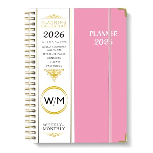 Mistep 2026 Dairy Planner Notebook A5 With Line Pages Metal Coil Calendar Weekly Plan Work Record Schedule 100G Writing Paper for US(Red notebook)