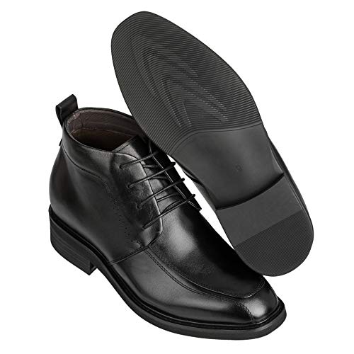 Image of Calden Men's Invisible Height Increasing Elevator Shoes - Black Leather Lace-up Dress Formal Ankle Boots - 3 Inches Taller - K28801 - Size 12 D(M) US
