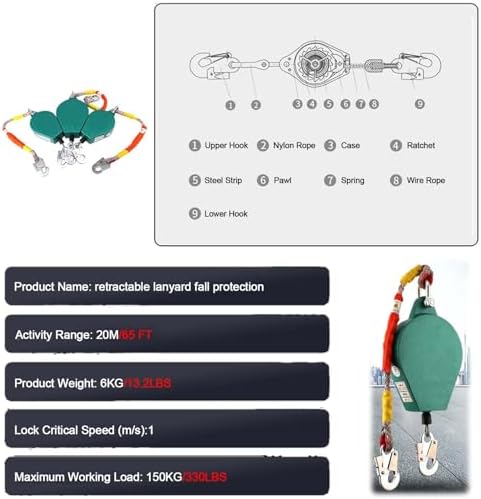 Heavy Duty Fall Arrest Kit with Emergency Rescue Tripod, 1200/1800/2600 Lbs Capacity, Includes Safety Winch & Lifeline for Aerial Work & Confined Space Rescue