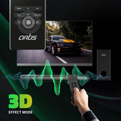 Image of Artis SoundHub 310 2.1 CH 200 Watts Wireless Bluetooth Soundbar with Wired Subwoofer & Multiple Input Modes: Bluetooth /HDMI (ARC) / AUX in /Optical